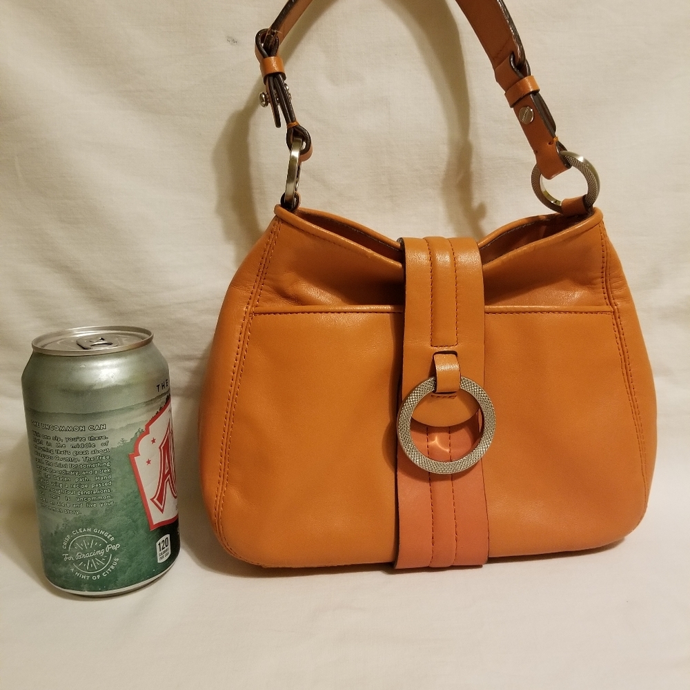 ANN TAYLOR Purse Orange Leather Hobo - Picture 3 of 9